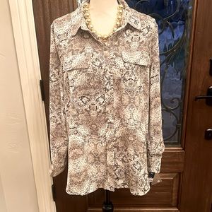 Zac & Rachel Animal Print Long Sleeve Blouse